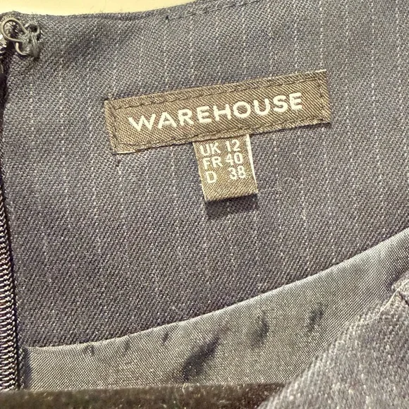 Warehouse Dark Blue Cap Sleeve Mini Dress - Picture 2 of 4